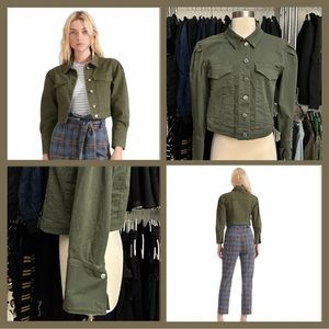 Veronica Beard Denim Cropped Jacket | Army Green